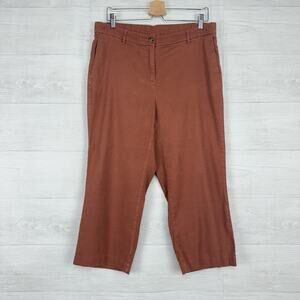 J. Jill Linen‎ Stretch Cropped Straight Leg Pants Size L Rust Orange Preppy Fall